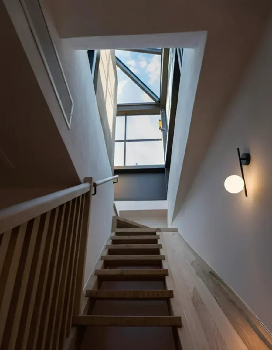 Staircase with wall lights Image