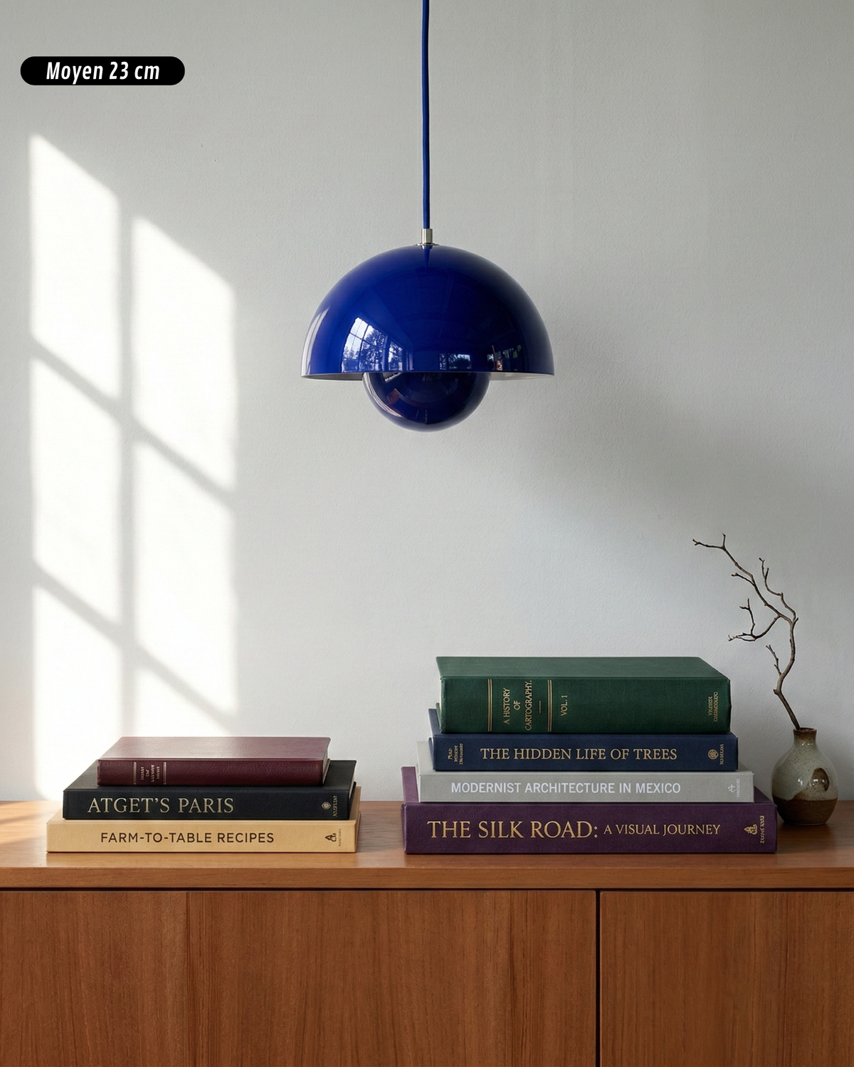 NEDO modern Scandinavian-style metal pendant in electric blue by Körven Studio