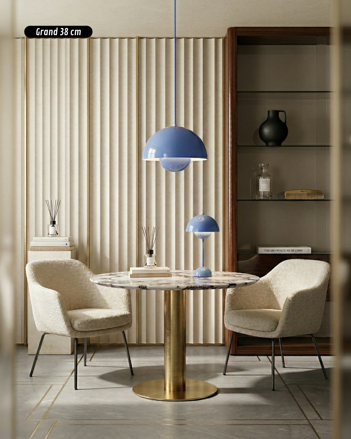 NEDO modern Scandinavian-style metal pendant in blue by Körven Studio