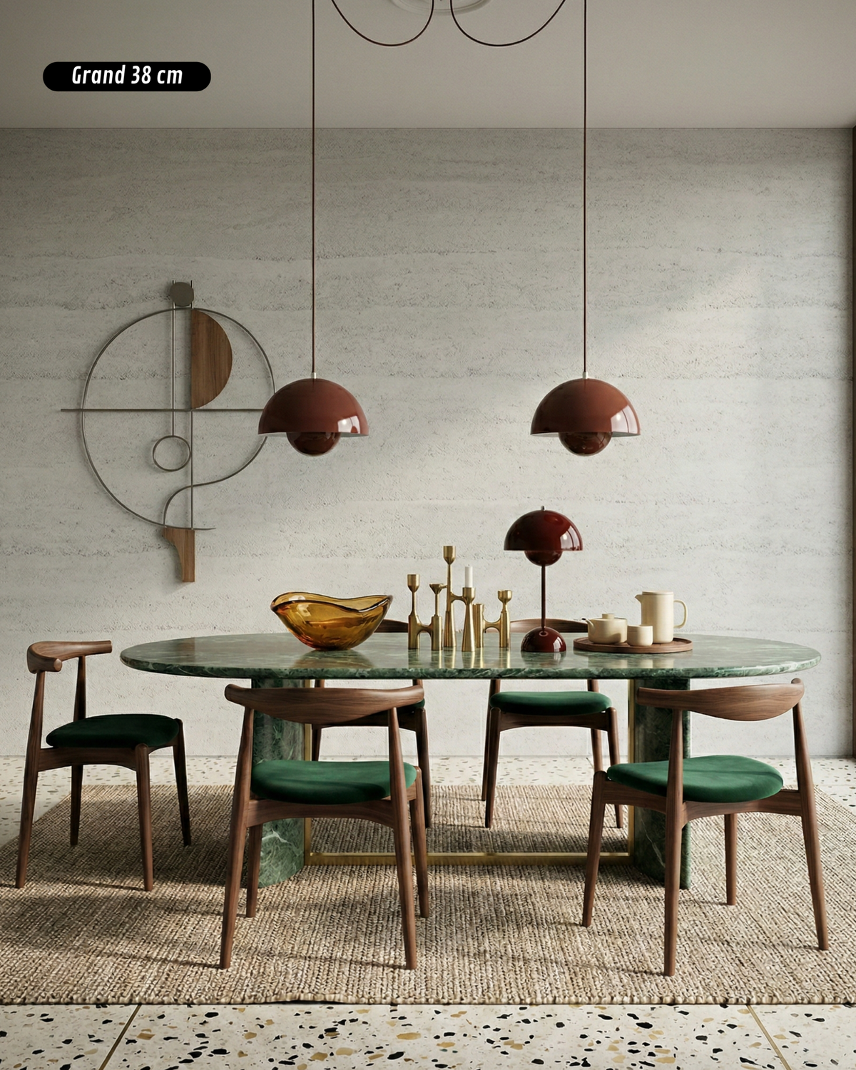 NEDO modern Scandinavian-style metal pendant in red by Körven Studio