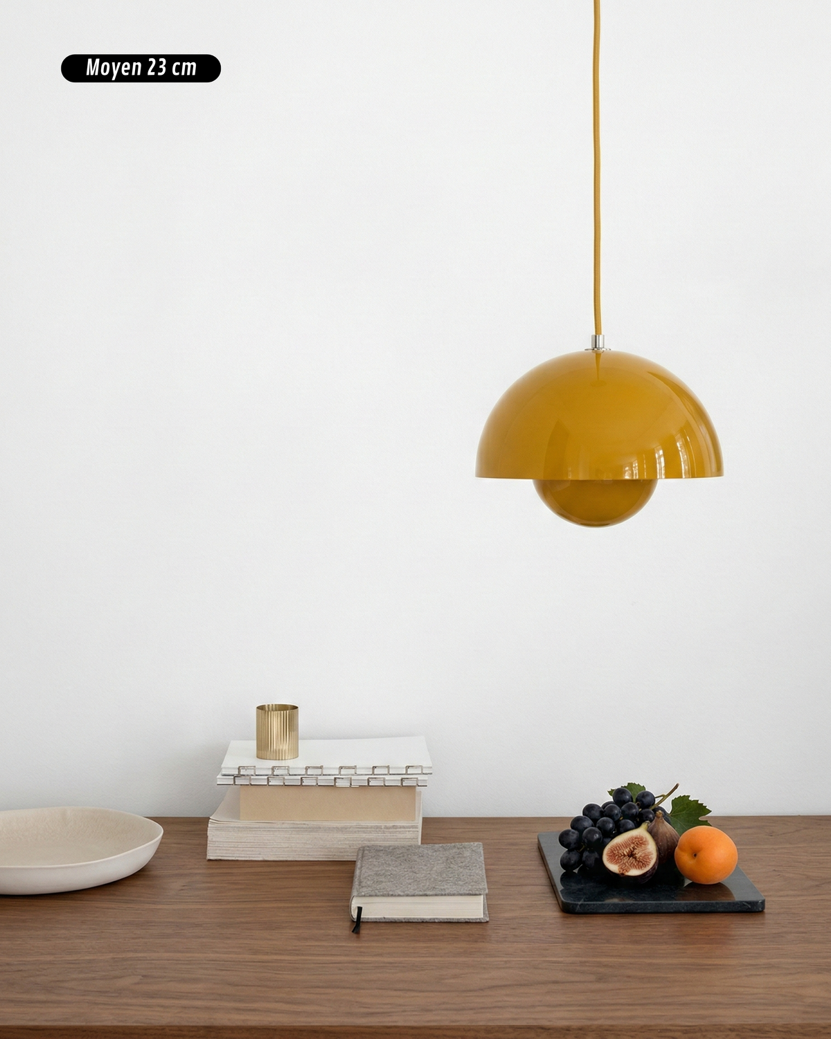 NEDO modern Scandinavian-style metal pendant in yellow by Körven Studio