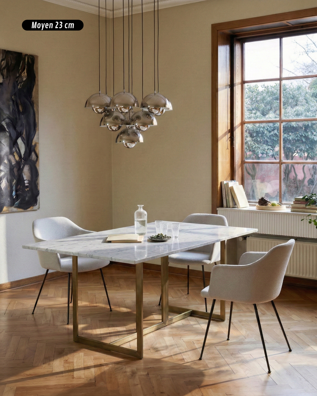NEDO modern Scandinavian-style metal pendant in chrome by Körven Studio